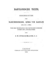 Babylonische Texte Inschriften Von Nabochodonosor Koenig Von Babylon 1534909524 Book Cover