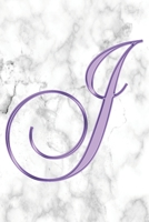 J Journal: A Monogram J Initial Capital Letter Notebook For Writing And Notes: Great Personalized Gift For All First, Middle, Or Last Names (Purple Gold White Marble Print) 1702357198 Book Cover