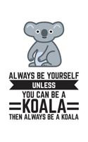 Always Be Yourself Unless You Can Be A Koala: Always Be Yourself Unless You Can Be A Koala Bear Notebook - Cute Australia Mammal Koala Lover Doodle Diary Book As Gift For Australian Or Someone Who Lov 1077112602 Book Cover