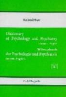 Dictionary of Psychology and Psychiatry: German-English/Worterbuch Der Psychologie Und Psychiatrie : Deutsch-English 0889370133 Book Cover