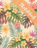 Sketchbook: 8.5X11 inches notebook, blank page journal , 100 pages plank paper for sketcher, girls , women , flower lover , lovely and beautiful ... collection , pastel tropical flowers 171343654X Book Cover