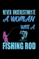 Never Underestimate A Woman with A Fishing Rod: Women Fishing Notebook, Blank Lovely Lined Fishing Journal - (6 x 9), 120 Page (Gift for Women's Day, Fishermen, Angler & Fishing Lover) 1705986854 Book Cover