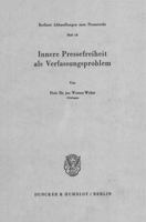 Innere Pressefreiheit ALS Verfassungsproblem 3428028899 Book Cover
