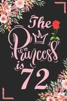 The Princess Is 72: 72nd Birthday & Anniversary Notebook Flower Wide Ruled Lined Journal 6x9 Inch ( Legal ruled ) Family Gift Idea Mom Dad or Kids in Holidays - Marble & Red Love Flowers Cover 1675190518 Book Cover