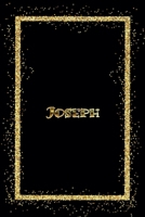 Joseph: Name Joseph Monogram Notebook - 120 Pages - Size 6x9, Soft Cover, Matte Finish- Gold Confetti Glitter Monogram Blank Lined Note Book, Writing Pad, Journal or Diary Kids, Girls Men & Women 1660341876 Book Cover