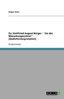 Zu: Gottfried August Bürger - "An die Menschengesichter" (Gedichtinterpretation) 3638748421 Book Cover