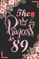 The Princess Is 89: 89th Birthday & Anniversary Notebook Flower Wide Ruled Lined Journal 6x9 Inch ( Legal ruled ) Family Gift Idea Mom Dad or Kids in Holidays - Marble & Red Love Flowers Cover 1675204411 Book Cover