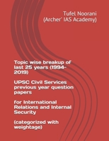 Topic wise breakup of last 25 years (1994-2019) UPSC Civil Services previous year question papers for International Relations and Internal Security (categorized with weightage) B086Y3C96K Book Cover