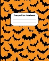 Composition Notebook: Halloween Theme College Ruled 7.5 x 9.25 in 100 Pages Composition Book Orange and Black Bat Pattern 1692499122 Book Cover