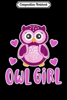 Composition Notebook: Cute Owl Girl Kawaii Style Cartoon - Fun Owl with Hearts Journal/Notebook Blank Lined Ruled 6x9 100 Pages 1709879483 Book Cover