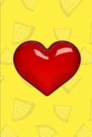 Journal: Beautiful red heart on a yellow background 1729406378 Book Cover