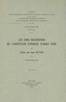 Les Cinq Recensions de L'Asceticon Syriaque D'Abba Isaie, II: Edition Des Logoi XIV-XXVI 904290335X Book Cover