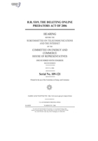 H.R. 5319, the Deleting Online Predators Act of 2006 B0848TSZ7H Book Cover