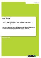 Zur Orthographie Bei Henri Estienne 3640635418 Book Cover