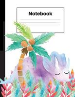 Notebook: Dinosaur Triceratops, Palm Tree, Ferns, College Rule, Notebook Home Office School Student Teacher Homeschool, 7.4 x 9.7 in, 200 pages kids, school, home, students, teachers 1724635441 Book Cover