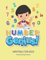 Number Genius: Handwriting Practice Book For Kids Writing Page and Coloring Book : Numbers 1-10 : For Preschool, Kindergarten, and Kids Ages 3+ :8.5x11 : 50 pages : Full colour interior : Gray Cover B08GB4HX58 Book Cover