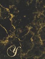 Y: College Ruled Monogrammed Gold Black Marble Large Notebook 1097859681 Book Cover
