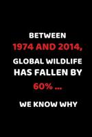Between 1974 And 2014, Global Wildlife Has Fallen By 60% ... We Know Why: An Endangered Species Themed Note Book 1099094658 Book Cover