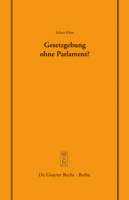 Gesetzgebung Ohne Parlament? 3899491734 Book Cover