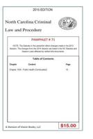 North Carolina Criminal Law and Procedure-Pamphlet 71 1503228649 Book Cover