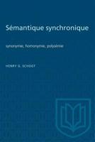 S�mantique synchronique: synonymie, homonymie, polys�mie 1487582110 Book Cover