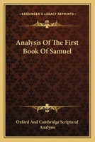 Analysis of the First Book of Samuel 0548296529 Book Cover
