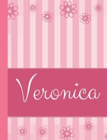 Veronica: Personalized Name College Ruled Notebook Pink Lines and Flowers 1086684745 Book Cover