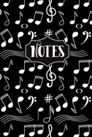Notes : Music Notes Pattern Black Background 6 X9 120 Blank Lined Pages Musical Notes Notebook 1650631286 Book Cover