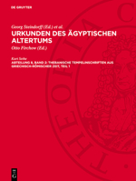 Thebanische Tempelinschriften Aus Griechisch-Römischer Zeit, Teil 1 3112777689 Book Cover