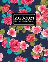 2020-2021 Two Year Weekly Planner: 8.5x11 Vintage Rose Flowers Floral Pattern 2 Year Weekly Planner, Organizer, Journal, Notebook & To Do list Gift For Men, Women, Teen Girls, Boys 1695374290 Book Cover