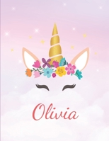 Olivia: Personalized Unicorn Sketchbook For Girls With Pink Name - Girls Customized Personal journal/ blank book - 8.5x11 110 Pages Doodle Sketch Create- cute drawing notebook 165134714X Book Cover