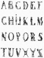 Dot Grid Paper Notebook: Human Alphabet Art cover 1718607229 Book Cover