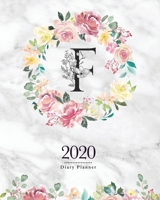 2020 Diary Planner: 8x10 Planner With Watercolor Flowers "F" Monogram On Gray Marble for Woman 1670497976 Book Cover