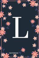 L Notebook: Monogram Initial L Notebook for Women and Girls, Pink & Blue Floral Cover 1081791535 Book Cover