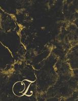 Z: College Ruled Monogrammed Gold Black Marble Large Notebook 1097860337 Book Cover