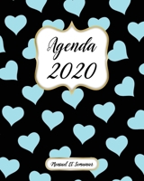 Agenda 2020 Mensuel Et Semainier: Calendrier, Organisateur, Objectifs et Liste de Souhaits Janvier � D�cembre 2020 Bleu Ciel Coeur Motif, Noire Couverture 1710327227 Book Cover