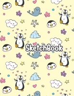 Sketchbook: Cute Blank Notebook for Sketching and Picture Space with Kawaii Penguins, Whales, Hearts, Clouds and Flowers, Unlined Paper Book for Drawing, Journaling and Doodling, Perfect for Creative  1671329635 Book Cover