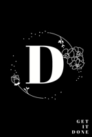 Simple Black Initial Letter D Notebook with Rose Floral Journal for Women, Girls Birthday Gift and School: Lined Notebook / Journal Gift, 120 Pages, 6x9, Soft Cover, Matte Finish 1677321628 Book Cover