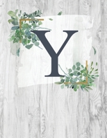 Y: Monogram Initial Notebook Letter Y - 8.5" x 11" - 100 pages, College Ruled- Rustic, Farmouse, Woodgrain, Floral 1687275645 Book Cover