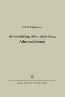 Arbeitsleistung, Arbeitsbewertung, Arbeitsentlohnung 3409389210 Book Cover