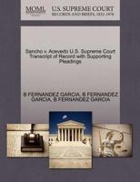 Sancho v. Acevedo U.S. Supreme Court Transcript of Record with Supporting Pleadings 1270292196 Book Cover