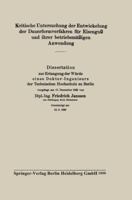 Kritische Untersuchung Der Entwickelung Der Dauerformverfahren Fur Eisenguss Und Ihrer Betriebsmassigen Anwendung 3662270455 Book Cover