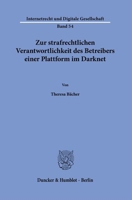 Zur Strafrechtlichen Verantwortlichkeit Des Betreibers Einer Plattform Im Darknet 3428189876 Book Cover