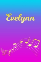 Evelynn: Sheet Music Note Manuscript Notebook Paper Pink Blue Gold Personalized Letter E Initial Custom First Name Cover Musician Composer Instrument Composition Book 12 Staves a Page Staff Line Notep 1706624905 Book Cover