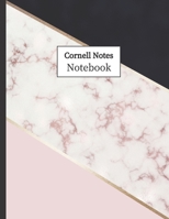 Cornell Notes Notebook: Cornell Ruled Paper - Note Taking System for School College University: 8.5 x 11 108 Pages, Pretty Navy Pink & Rose Marble 1688252851 Book Cover