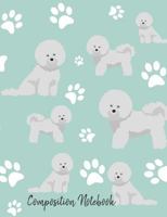 Composition Notebook: Bichon Frise Paw Prints Cute School Notebook 100 Pages Wide Ruled Paper 1796758000 Book Cover