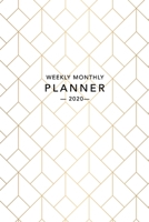 Weekly Monthly Planner 2020: Gold Geometric Art Deco 6x9 in 2020 Organizer with Bonus Dotted Grid Pages + Motivational Quotes + To-Do Lists 1692714570 Book Cover