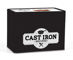 Cast Iron Recipe Card Collection Tin: 72 Recipe Cards + 28 Blank Cards to Write Your Own Recipes + 5 Tabbed Sections B0GZYDBD4W Book Cover
