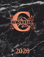 Cynthia: 2020. Personalized Name Weekly Planner Diary 2020. Monogram Letter C Notebook Planner. Black Marble & Rose Gold Cover. Datebook Calendar Schedule 1708210113 Book Cover