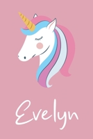 Evelyn: Personalized Unicorn Sketchbook For Girls And kids With Customized Name, Birthday Gift Idea, 120 Pages of  6" x 9" Blank Paper for Drawing, Sketching, Doodling (Sketch Books For Kids) 1654897590 Book Cover